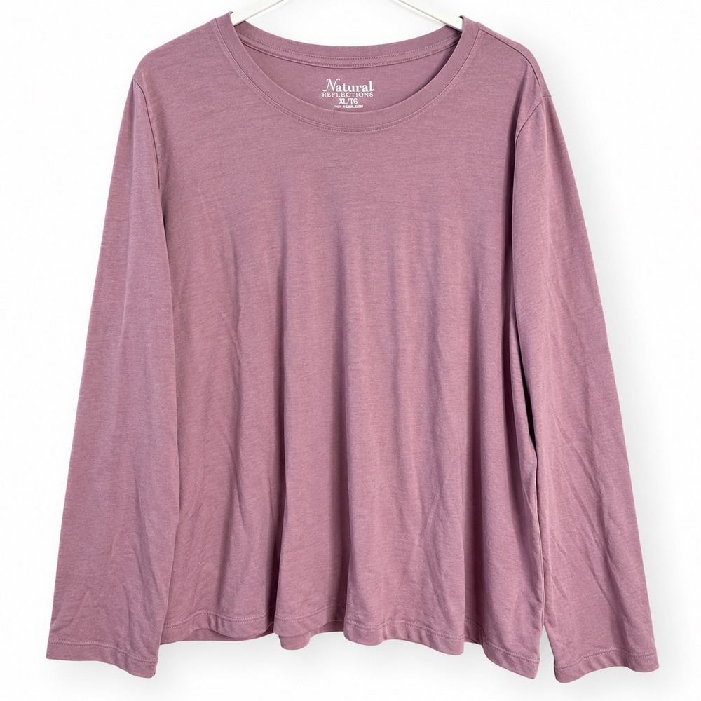 Natural Reflections Purple Mauve Long Sleeve Crew Neck Tee XL Granola Girl Gorp
